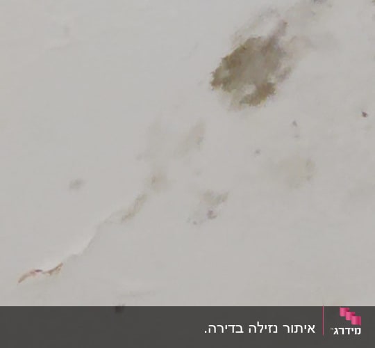 כתם רטיבות על קיר לבן